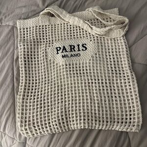 cream mesh tote
